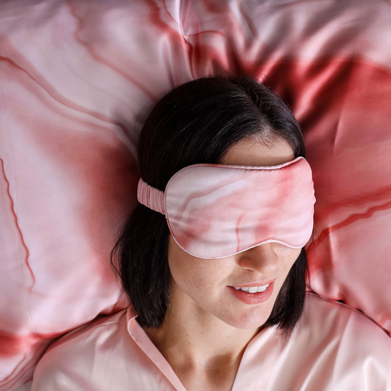 Rejuvenating Silk Sleep Mask - Auburn Marble Eye Cover
