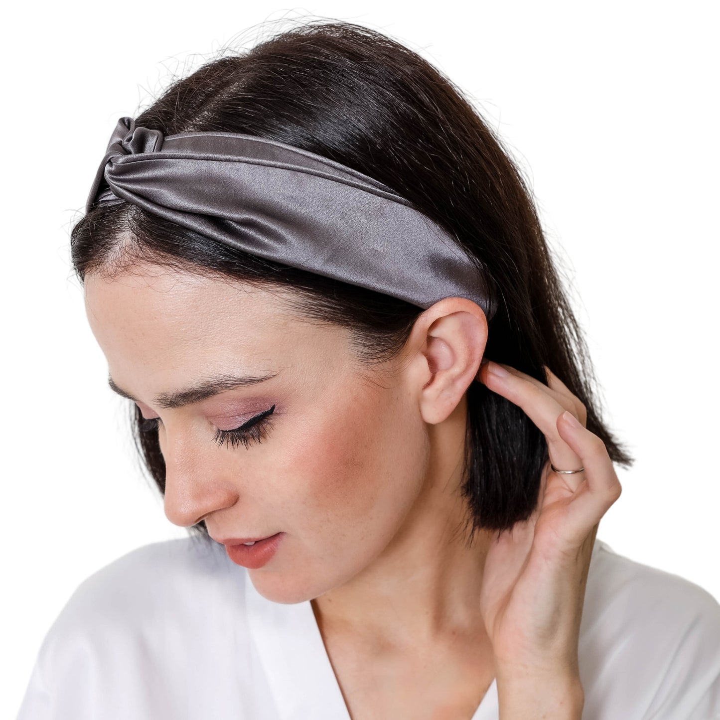 Charcoal Grey Silk Headband