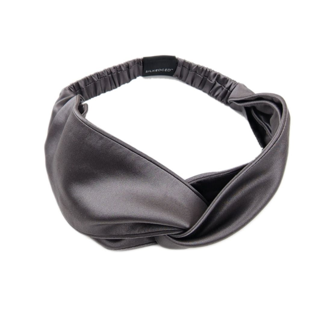 Charcoal Grey Silk Headband