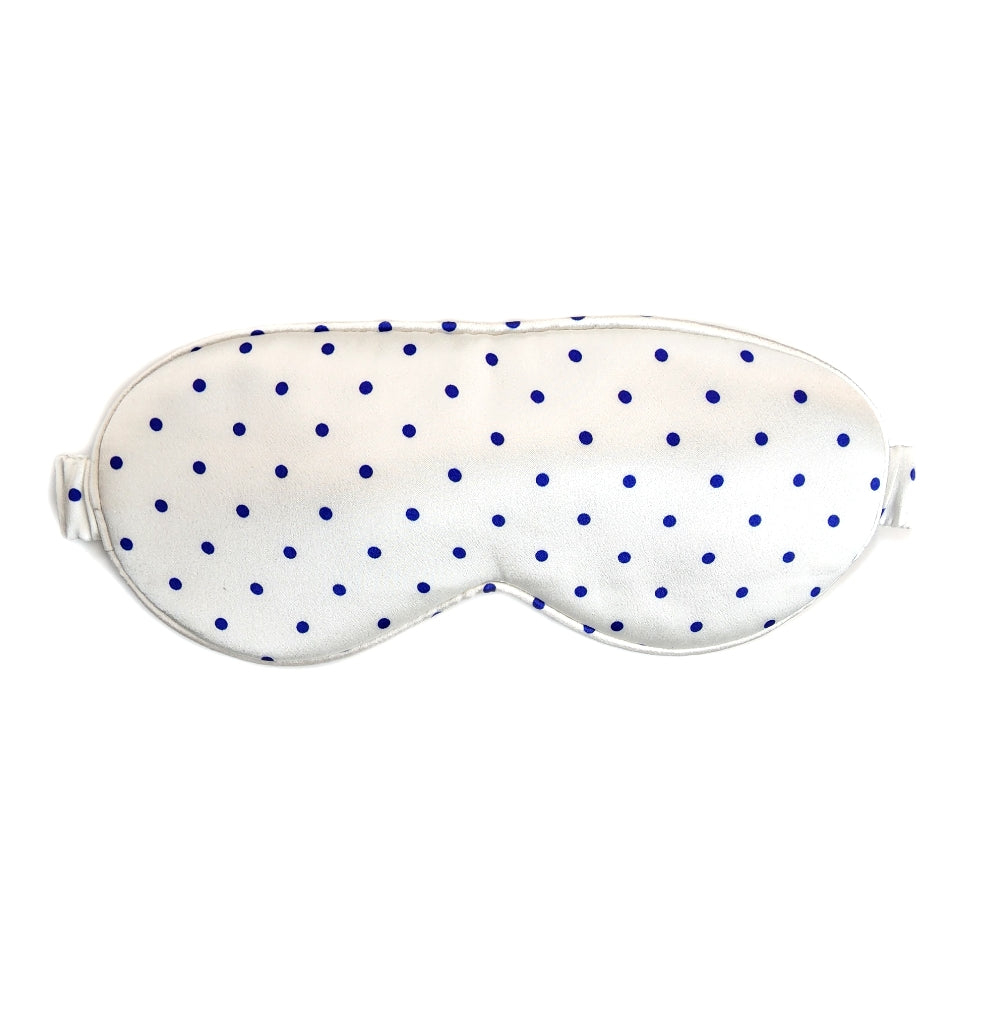 Silk Sleep Mask - Polka Blue - SilkEdged Mulberry Silk Co