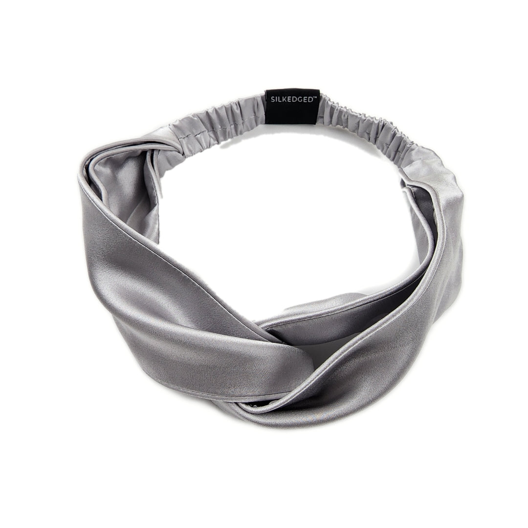 Silk Headband - Silky Silver - SILKEDGED MULBERRY SILK Co.