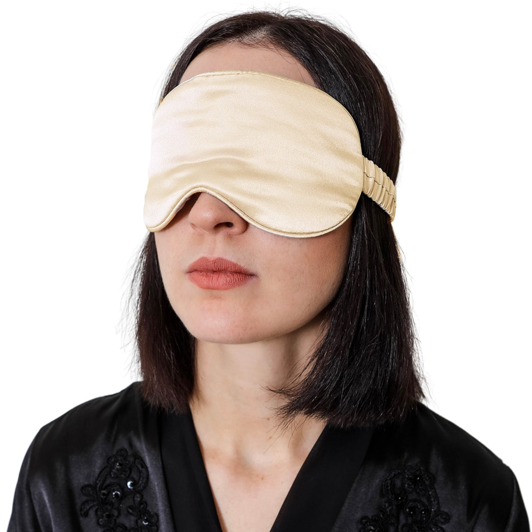 Silk Sleep Mask - Champagne - SILKEDGED MULBERRY SILK Co.