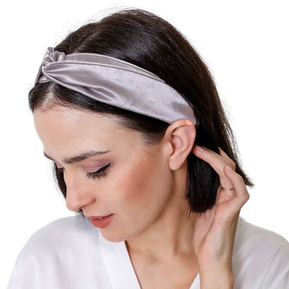 Silk Headband - Silky Silver - SILKEDGED MULBERRY SILK Co.