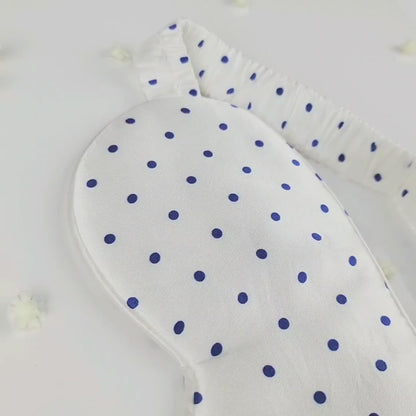 Rejuvenating Silk Sleep Mask - Polka Blue Eye Cover