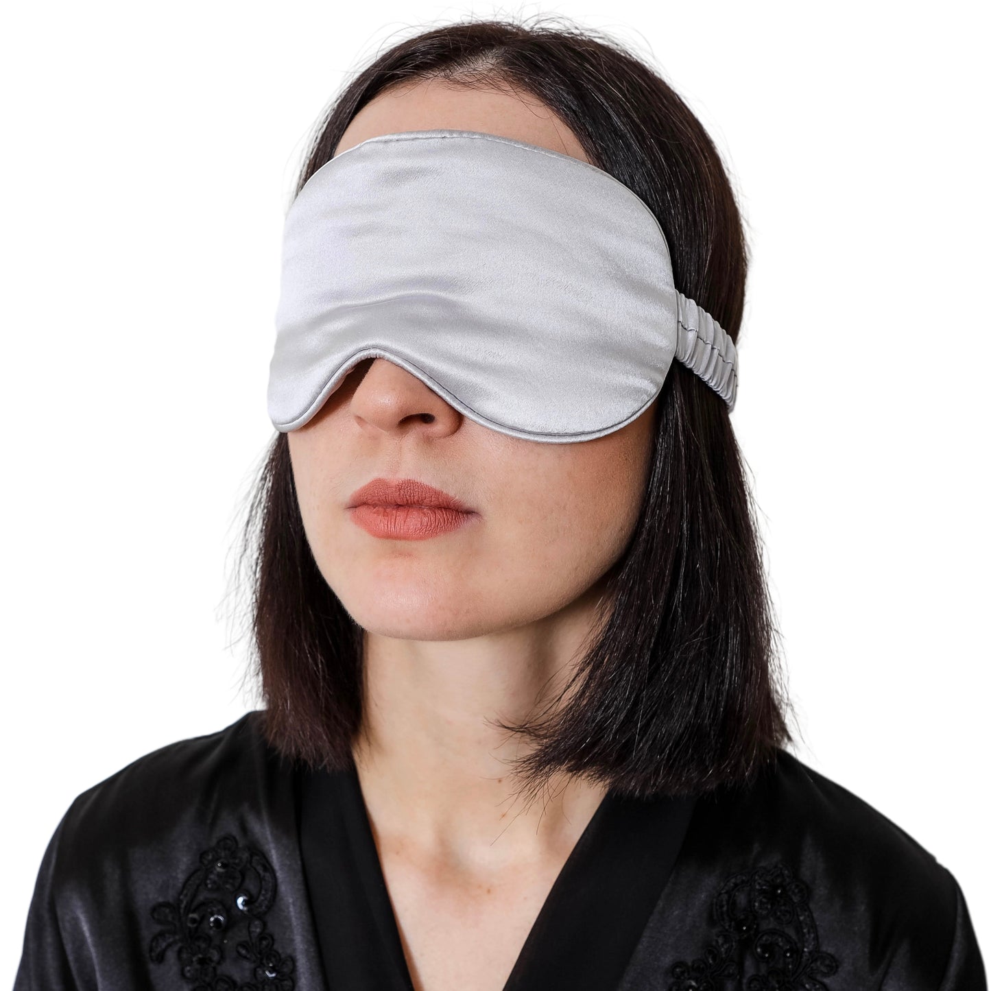 Silk Sleep Mask - Silky Silver - SilkEdged Mulberry Silk Co